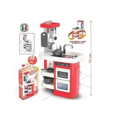Cucina Giocattolo 360° con 23 Accessori, Altezza 75cm