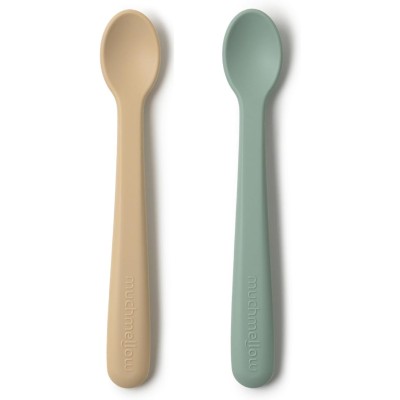 Muchmellow Cucchiaino Ergonomico in Silicone per Svezzamento Beige Verde