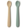 Muchmellow Cucchiaino per Svezzamento Beige Verde Ergonomico in Silicone