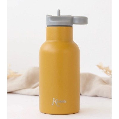 Bottiglia in Acciaio Inossidabile con Cannuccia 350ml Senape - Kiokids