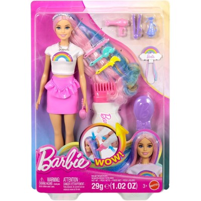 Barbie Rainbow Sparkle Hair Fashion Doll con Capelli Extra Lunghi e 12 Accessori