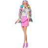 Barbie Rainbow Sparkle Hair Fashion Doll con Capelli Extra Lunghi, Rossetto Rosa e 12 Accessori per lo Styling