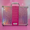 Beauty Case Trucco Bambini 46 Pezzi – Valigetta Make-Up in Alluminio Rosa Effetto Coccodrillo
