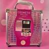 Mini Beauty Case Trucco Bambini – Valigetta Make-Up Compatta in Alluminio Rosa Effetto Coccodrillo