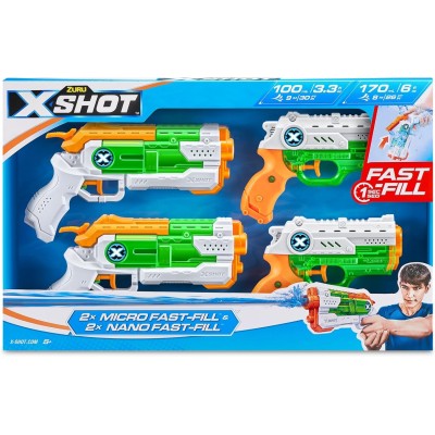 ZURU XSHOT Pistole ad Acqua - Combo Pack 2 Micro 2 Nano