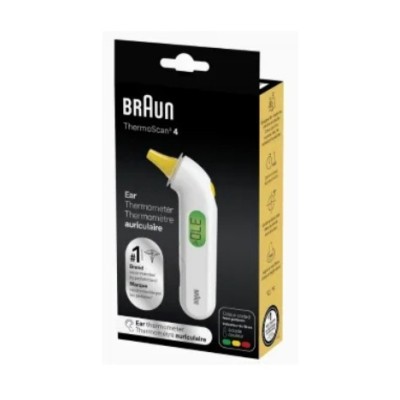 Termometro Auricolare Braun ThermoScan® 4 con Guida alla Febbre a Codice Colore