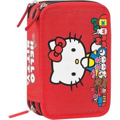 Astuccio 3 zip Hello Kitty Rosso - Organizza con Stile
