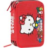 Astuccio 3 zip Hello Kitty Rosso