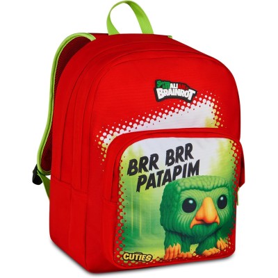 Zaino Scuola Seven Brainrot Brr Brr Patapim, Rosso, 31 L