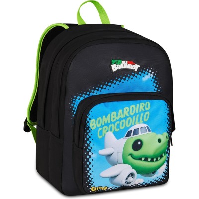 Zaino Scuola Seven Brainrot Bombardiro Crocodillo, Nero, 31 L