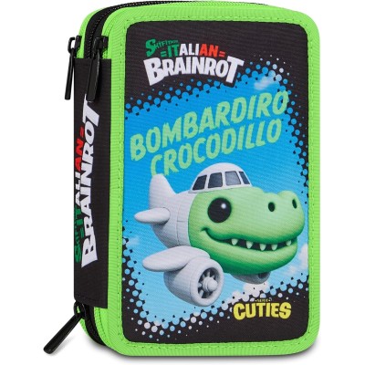 Astuccio Scuola 3 Zip Bombardiro Crocodillo - Kit Completo