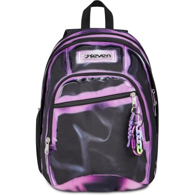Seven Zaino Scuola Dual SHADOWS OF COLOR, Doppio Scomparto, Nero/Viola, 32 L