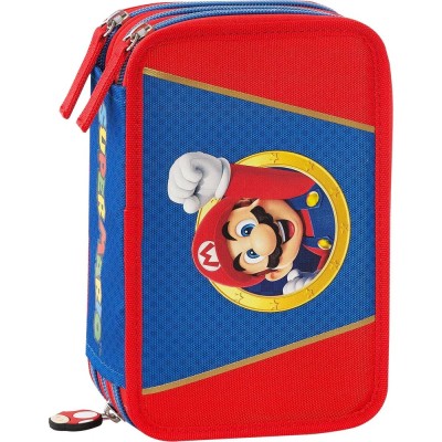 Astuccio 3 zip Super Mario Blu - Organizza la tua cancelleria con stile