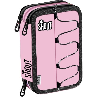 Astuccio 3 Zip Completo Shout per Scuola Trademark Pink