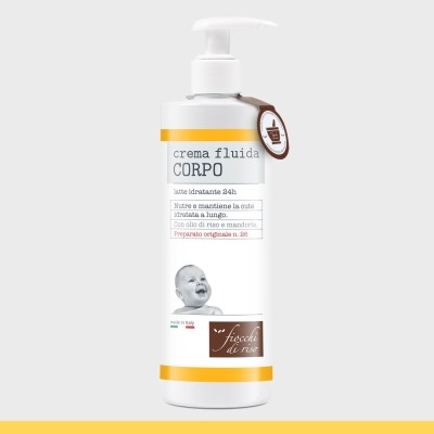 Crema Fluida Corpo Fiocchi di Riso - Idratazione 24h per Neonati e Bambini