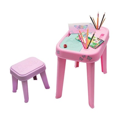 Scrivania Barbie Desk per Bambina con Sgabello e Accessori Creativi