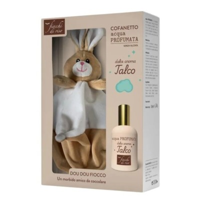 Fiocchi di Riso Cofanetto Acqua Profumata Talco e Doudou Regalo Neonato