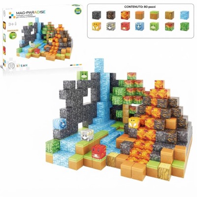 Magnetic Cube Dinosauri 80 Pezzi - Set Costruzioni Magnetiche STEM