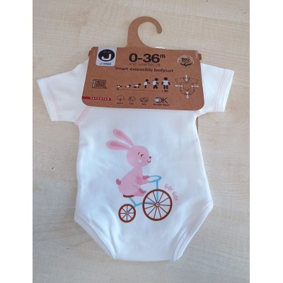 JBIMBI Body Estensibile 0-36 Mesi - Cotone Biologico - Fantasia Coniglio