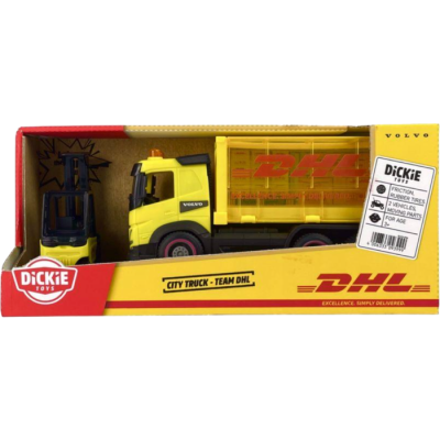 Dickie Toys DHL Heavy Loader Truck con Muletto e Suoni - 35 cm