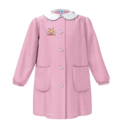 Grembiule Asilo Quadrettato Rosa Bambina con Ricamo Ape Tg 3 Anni