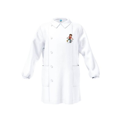 Grembiule Bianco Bambino Asilo con Ricamo Calcio Tg 6 Anni