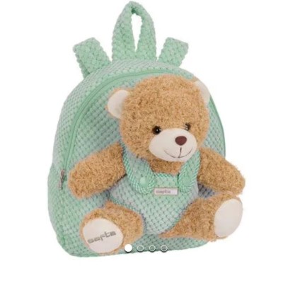 Zaino per Bambini Safta Orsetto di Peluche Verde | 23x27x7,5 cm
