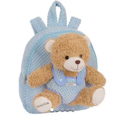 Zaino per Bambini Safta con Orsetto di Peluche - Azzurro