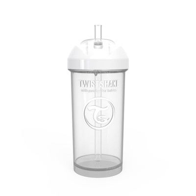 Twistshake Straw Cup Tazza con Cannuccia 360 ml - Bianca
