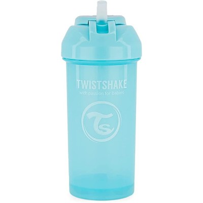 Twistshake Straw Cup 360ml - Tazza con Cannuccia Antigoccia - Celeste