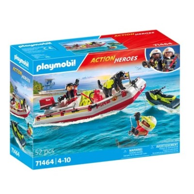 Playmobil Action Heroes Gommone dei Pompieri e Acquascooter 71464