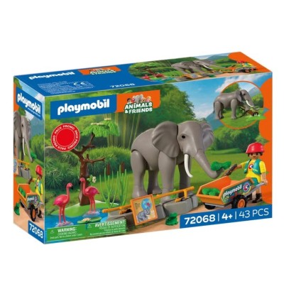 Playmobil 72068 - Elefante con Guardiano dello Zoo | Set Zoo