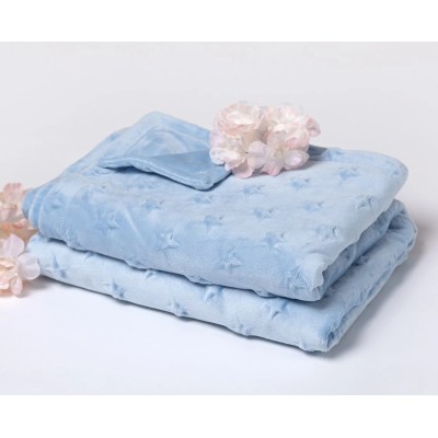 Copertina per Neonato 80x110 Blu Scuro con Stelle in Rilievo
