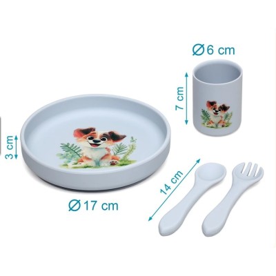 Set Pappa in Silicone Blu Kiokids con Ventosa | Sicuro e Pratico