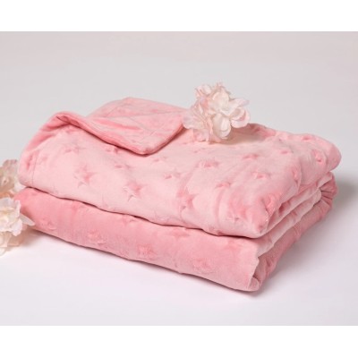 Copertina per Neonato 80x110 Rosa con Stelle in Rilievo