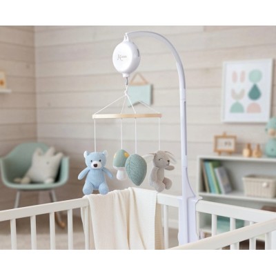Giostrina Musicale da Culla con Peluche in Cotone - Blu