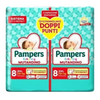 Pampers Baby Dry Mutandino Taglia 8 + 19 Kg - pz 24