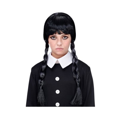 Parrucca Mercoledì Addams per Bambina - Trecce Nere