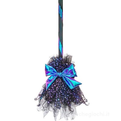 Scopa da Strega Blu 85 cm | Accessorio Costume Halloween
