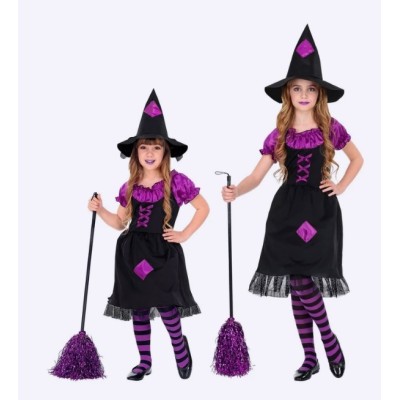 Costume Strega Nera Viola Widmann - Halloween - Vestito + Cappello