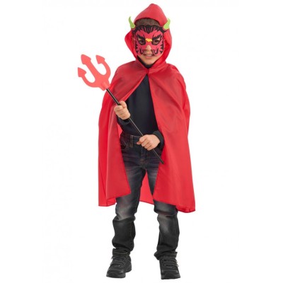 Set Costume Diavoletto Bambini: Mantello, Maschera e Forcone