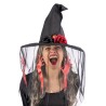 Cappello da Strega Elegante con Veletta e Decorazioni