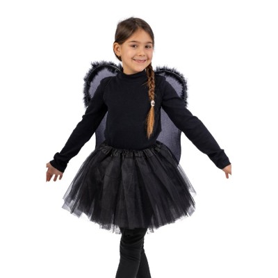Set Angelo Nero Bimba - Gonna e Ali | Costume Carnevale e Halloween
