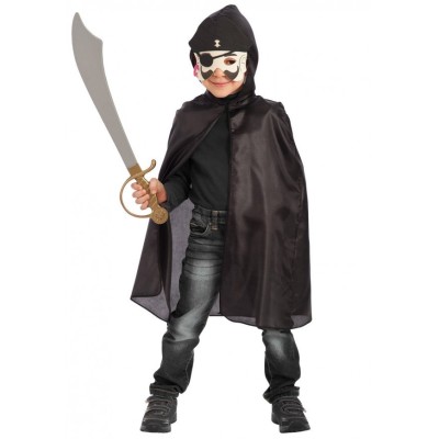 Set Pirata Nero Bambino: Mantello, Maschera e Spada | Travestimento