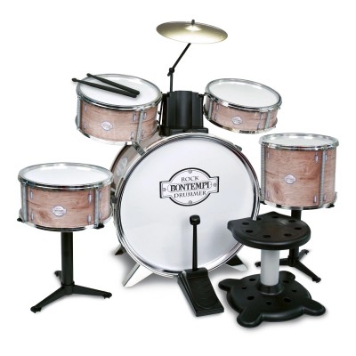 Batteria Bontempi 6 Pezzi Metallic Silver con Sgabello | Giocattoli Musicali