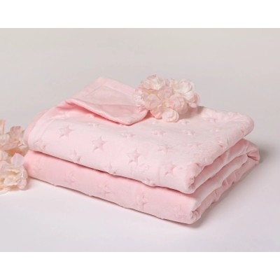 Copertina Neonato Kiokids 80x110 cm con Stelle in Rilievo - Rosa