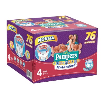 Pampers Progressi Mutandino Quadri Pack Maxi 4 8/15 kg  76 Pz