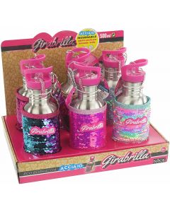 Nice Group - Girabrilla Eco Bottle - 300 ML in Acciaio con un scintillante rivestimento rimovibile di paillettes