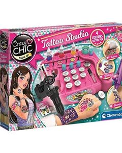 Clementoni- Crazy Chic-Tattoo Studio-Set, Laboratorio, Kit temporanei