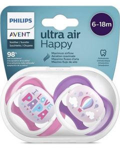 Avent Succhietto U.Air 6-18 Mesi Papà Femminuccia 2 Pezzi SCF080/04